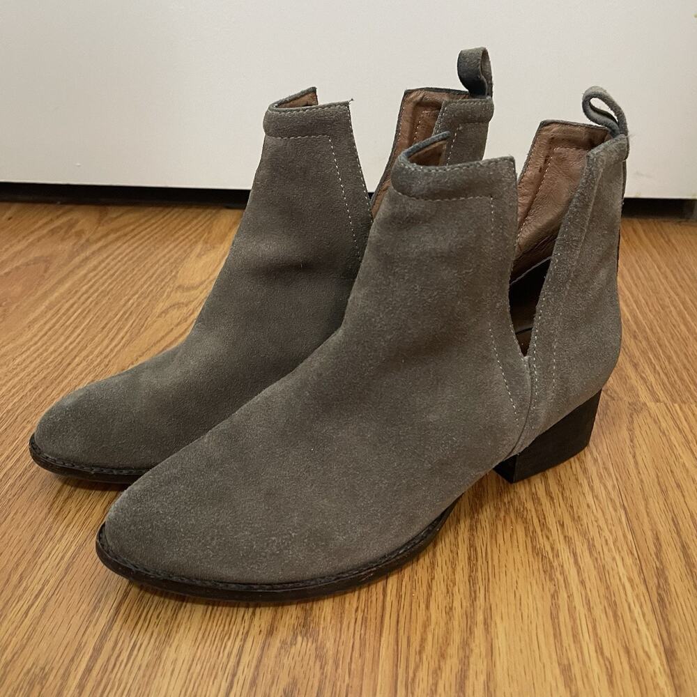 Jeffrey Campbell Ibiza taupe gray suede leather ankle boots size 38
